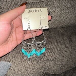 Sears Studio S Silver and Turquoise Earrings